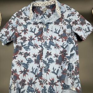 Van Heusen Light Blue Short-Sleeve Floral Button-Down Shirt